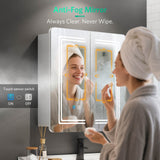 630x650mm LED Mirror Cabinet with Shaver Socket Touch-Switch Anti-fog 2 Doors, Silver
