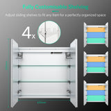630x650mm LED Mirror Cabinet with Shaver Socket Touch-Switch Anti-fog 2 Doors, Silver