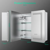 630x650mm LED Mirror Cabinet with Shaver Socket Touch-Switch Anti-fog 2 Doors, Silver