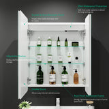 600x700mm LED Mirror Cabinet with Shaver Socket Touch-Switch Anti-fog 2 Doors, White