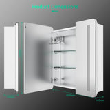 600x700mm LED Mirror Cabinet with Shaver Socket Touch-Switch Anti-fog 2 Doors, White