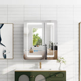 600x700mm LED Mirror Cabinet with Aluminum Shaver Socket Touch-Switch Anti-fog 2 Doors, Black