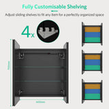 600x700mm LED Mirror Cabinet with Aluminum Shaver Socket Touch-Switch Anti-fog 2 Doors, Black