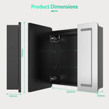 600x700mm LED Mirror Cabinet with Aluminum Shaver Socket Touch-Switch Anti-fog 2 Doors, Black