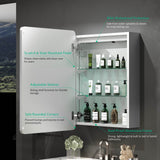 500x700mm LED Mirror Cabinet with Silver Aluminum Touch-Switch Anti-fog Shaver Socket