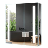 630x650mm LED Mirror Cabinet with Shaver Socket USB Port IR Switch 2 Doors