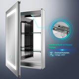 500x700mm LED Bathroom Mirror Cabinet with Ambient Lighting Shaver Socket Demister