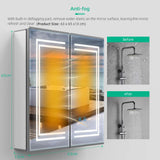 630x650mm LED Mirror Cabinet with Shaver Socket Touch-Switch Anti-fog 2 Doors