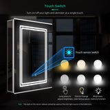 500x700mm LED Mirror Cabinet with Shaver Socket Touch-Switch Anti-fog 3-color temperatures