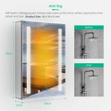 500x700mm LED Mirror Cabinet with Silver Aluminum Touch-Switch Anti-fog Shaver Socket