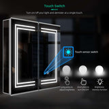 630x650mm LED Mirror Cabinet with Shaver Socket Touch-Switch Anti-fog 2 Doors