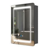 500x700mm LED Mirror Cabinet with Matt-Black Aluminum Shaver Socket Touch-Switch Anti-fog