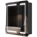 600x700mm LED Mirror Cabinet with Aluminum Shaver Socket Touch-Switch Anti-fog 2 Doors, Black