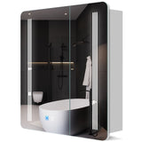 600x700mm LED Mirror Cabinet with Shaver Socket Touch-Switch Anti-fog 2 Doors, Silver