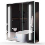 600x700mm LED Mirror Cabinet with Shaver Socket Touch-Switch Anti-fog 2 Doors