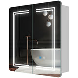 630x650mm LED Mirror Cabinet with Shaver Socket Touch-Switch Anti-fog 2 Doors, Silver