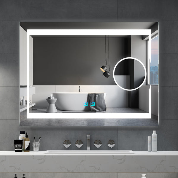 800x600mm LED Illuminated Bathroom Mirror With Demister Magnifying (No cabinet)
