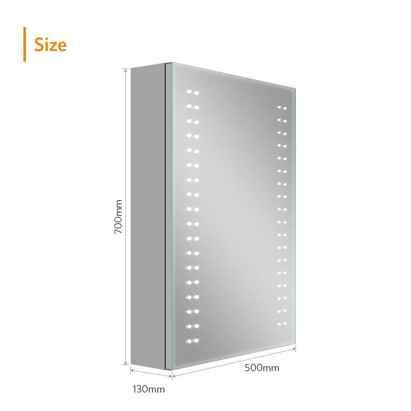 LED Mirror Cabinet with Lights Shaver Socket Demister IR Switch 500x700mm