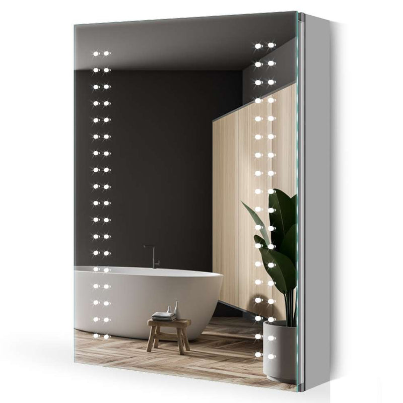 500x700mm LED Illuminated Aluminum Bathroom Mirror Cabinet Spot Lights
