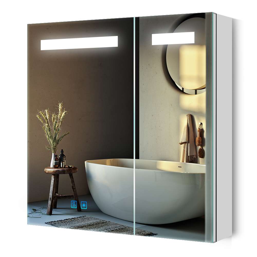 Led Illuminated Bathroom Mirror Cabinet with Shaver Socket Demister 2 ...