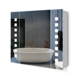 650x600mm LED Bathroom Mirror Cabinet with Shaver Socket Demister Square Lights