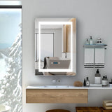 LED Illuminated Bathroom Mirror with Digital Clock Shaver Socket (No cabinet) 500x700mm