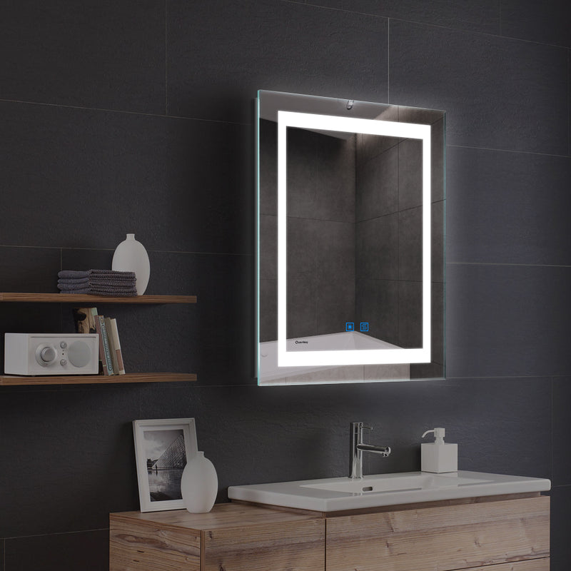 500x700mm LED Illuminated Aluminum Bathroom Mirror with Demister (No cabinet)