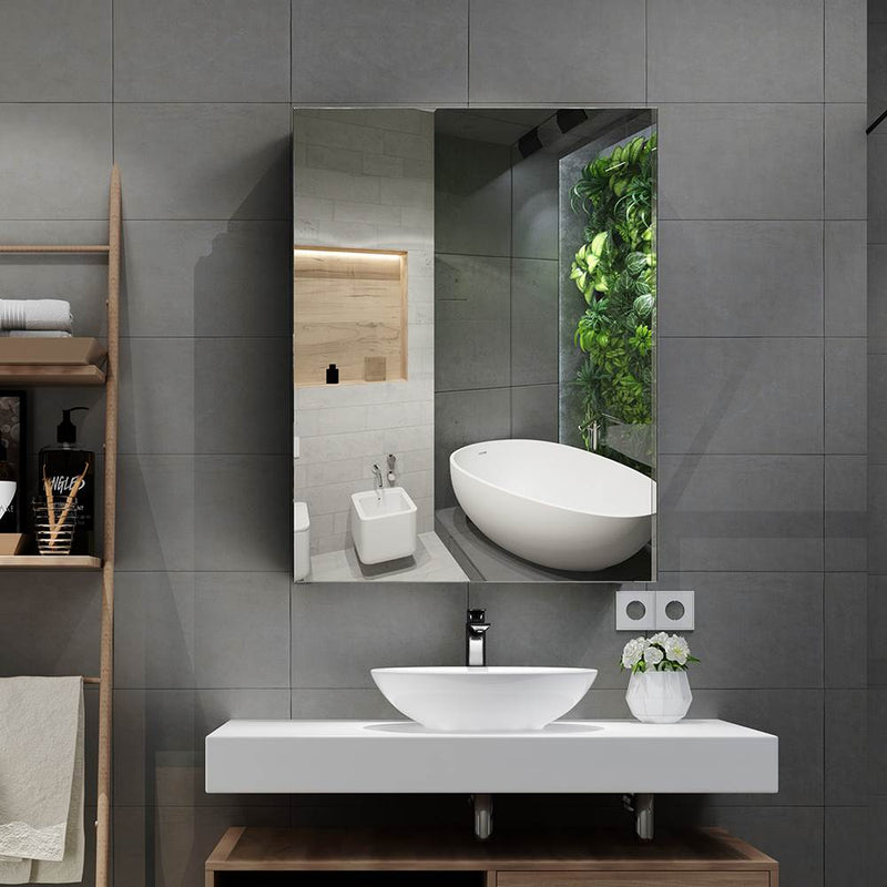 Aluminum Bathroom Mirror Cabinet with Soft Close Hinges 500x650mm