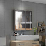 LED Bathroom Mirror Cabinet with Shaver Socket 2 Doors 630x650mm Straight Lights