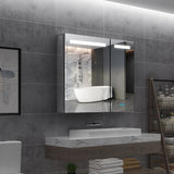 800x700mm Led Illuminated Bathroom Mirror Cabinet with Shaver Socket Demister 2 Doors