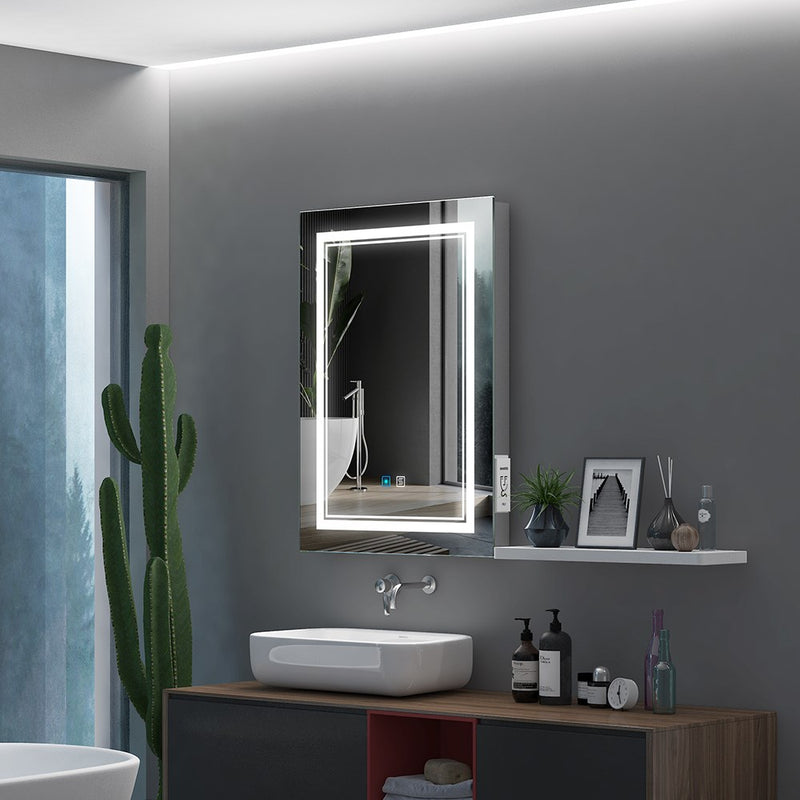 LED Illuminated Bathroom Mirror with Shaver Socket Adjustable Color (No cabinet) 500x700mm