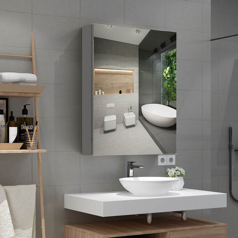 Aluminum Bathroom Mirror Cabinet with Soft Close Hinges 500x650mm