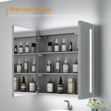 LED Bathroom Mirror Cabinet with Shaver Socket 2 Doors IR Switch 630x650mm
