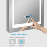 LED Illuminated Bathroom Mirror with Digital Clock Shaver Socket (No cabinet) 500x700mm