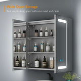 630x650mm LED Illuminated Mirror Cabinet with Adjustable Color Shaver Socket 2 Doors
