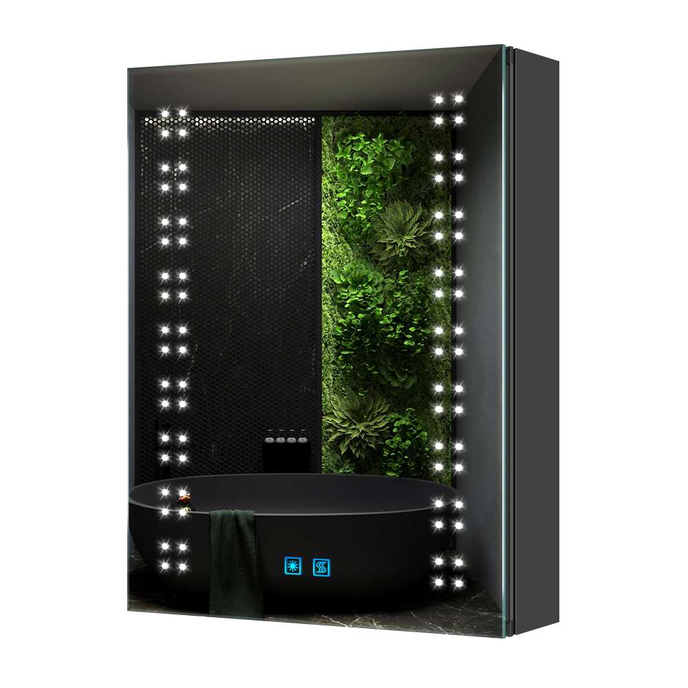 500x700mm LED Illuminated Matte Black Bathroom Mirror with Sha