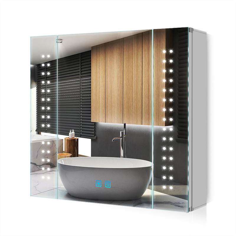 650x600mm LED Mirror Cabinet with Shaver Socket Dimmer Switch Dot Lights