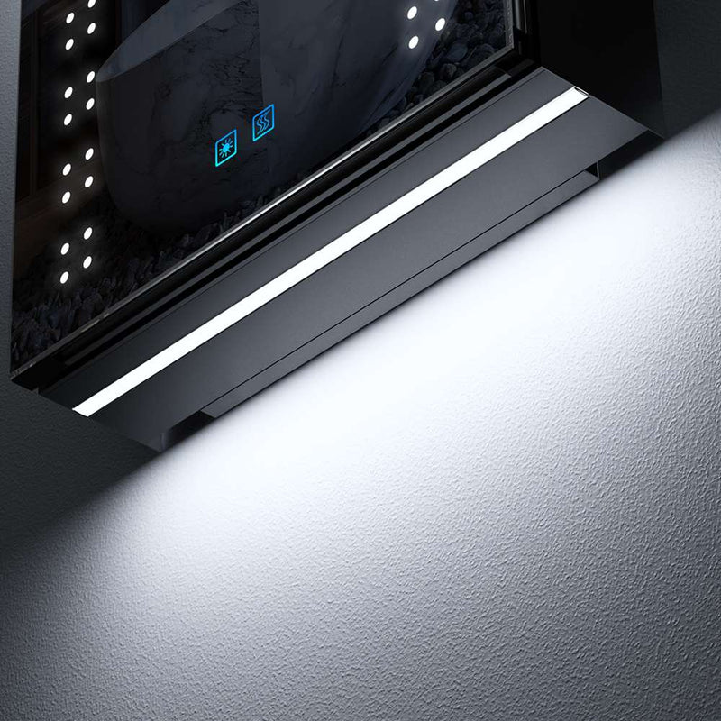 500x700mm LED Illuminated Matte Black Bathroom Mirror Cabinet with Shaver Socket
