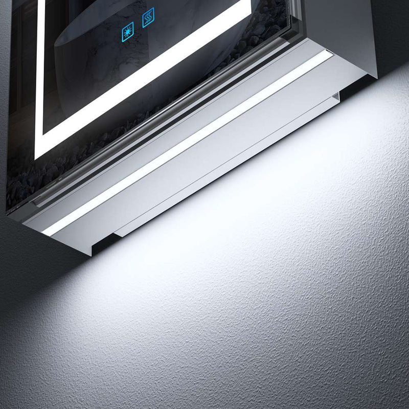 LED Bathroom Mirror Cabinet with Ambient Lighting Shaver Socket Demister 500x700mm