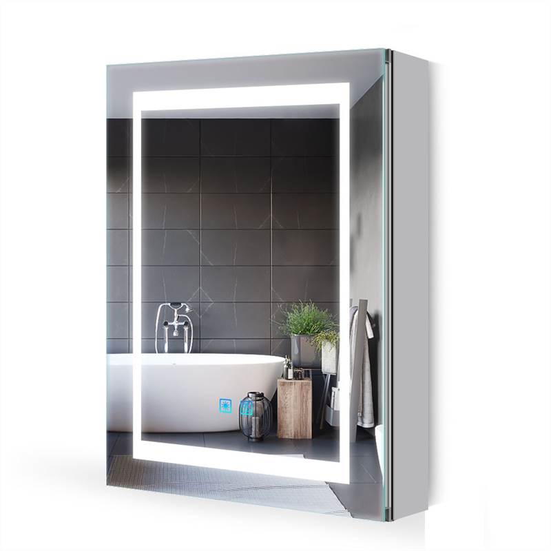 LED Bathroom Mirror Cabinet with Ambient Lighting Shaver Socket Demister 500x700mm