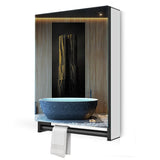 Black Bathroom Mirror Cabinet with Towel Rack Aluminum 500x700mm
